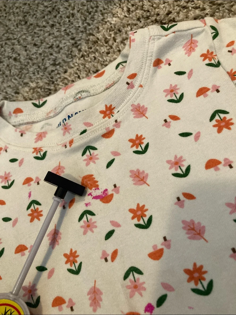 100% Cotton Girls White Floral Two-Piece Pajama Set